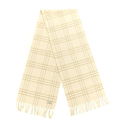 Burberry Cashmere Classic Check Fringe Scarf Beige 2 of 3