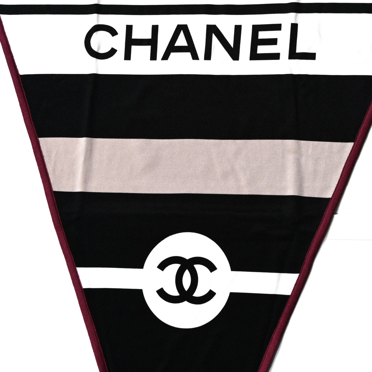 Silk CC Coco Chanel Logo Scarf White Black Multicolor
