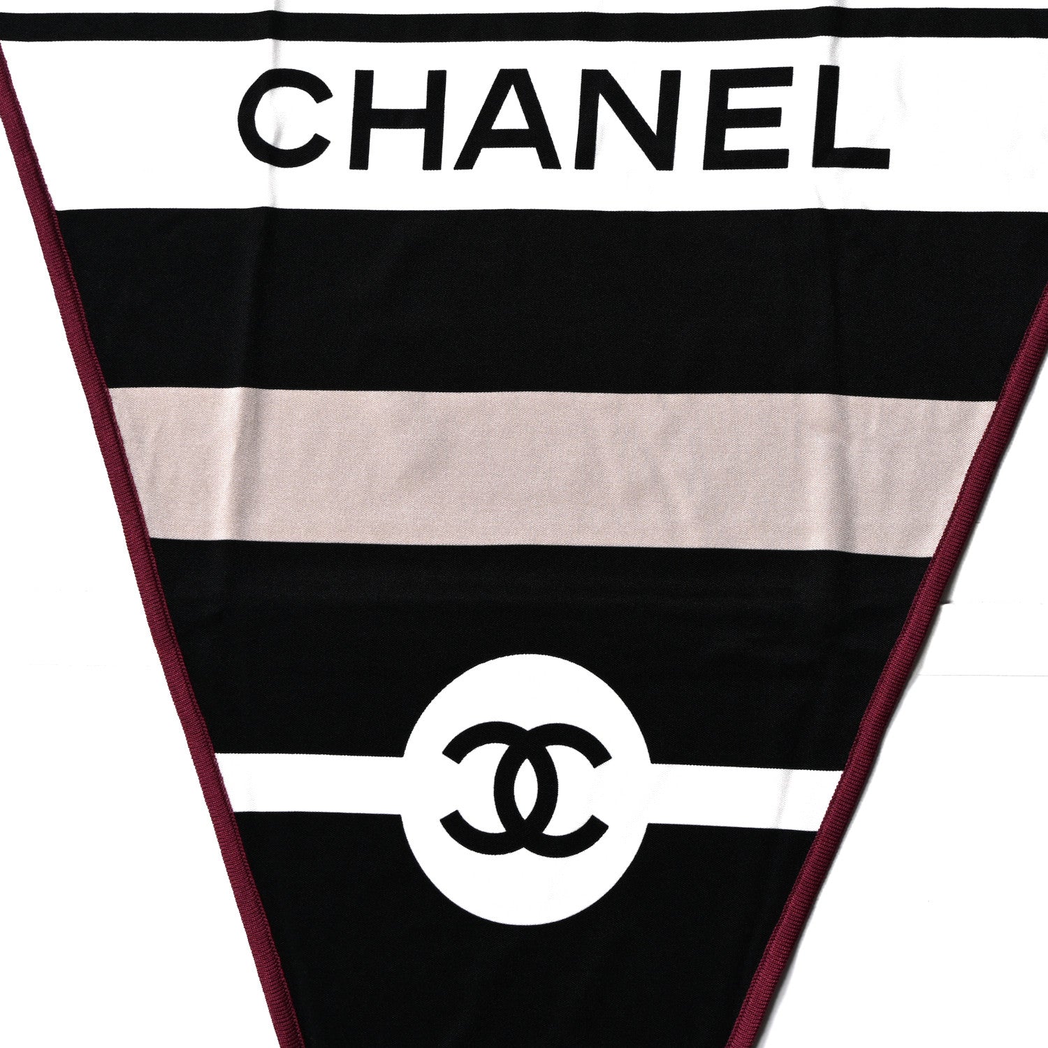 Chanel Silk CC Coco Chanel Logo Scarf White Black Multicolor 3 of 4
