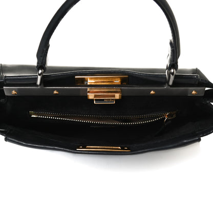 Fendi Vitello Suede Medium Peekaboo Iconic Satchel Black 4 of 13