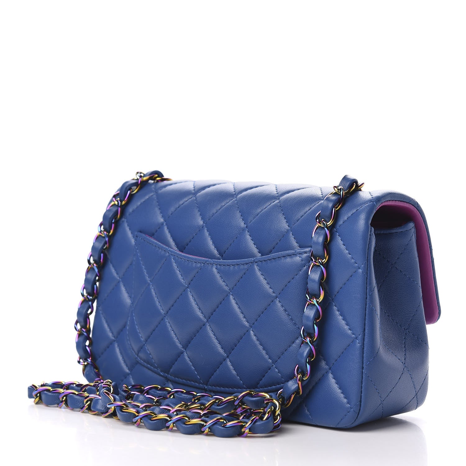 Chanel Lambskin Quilted Mini Rectangular Flap Blue Purple 3 of 10