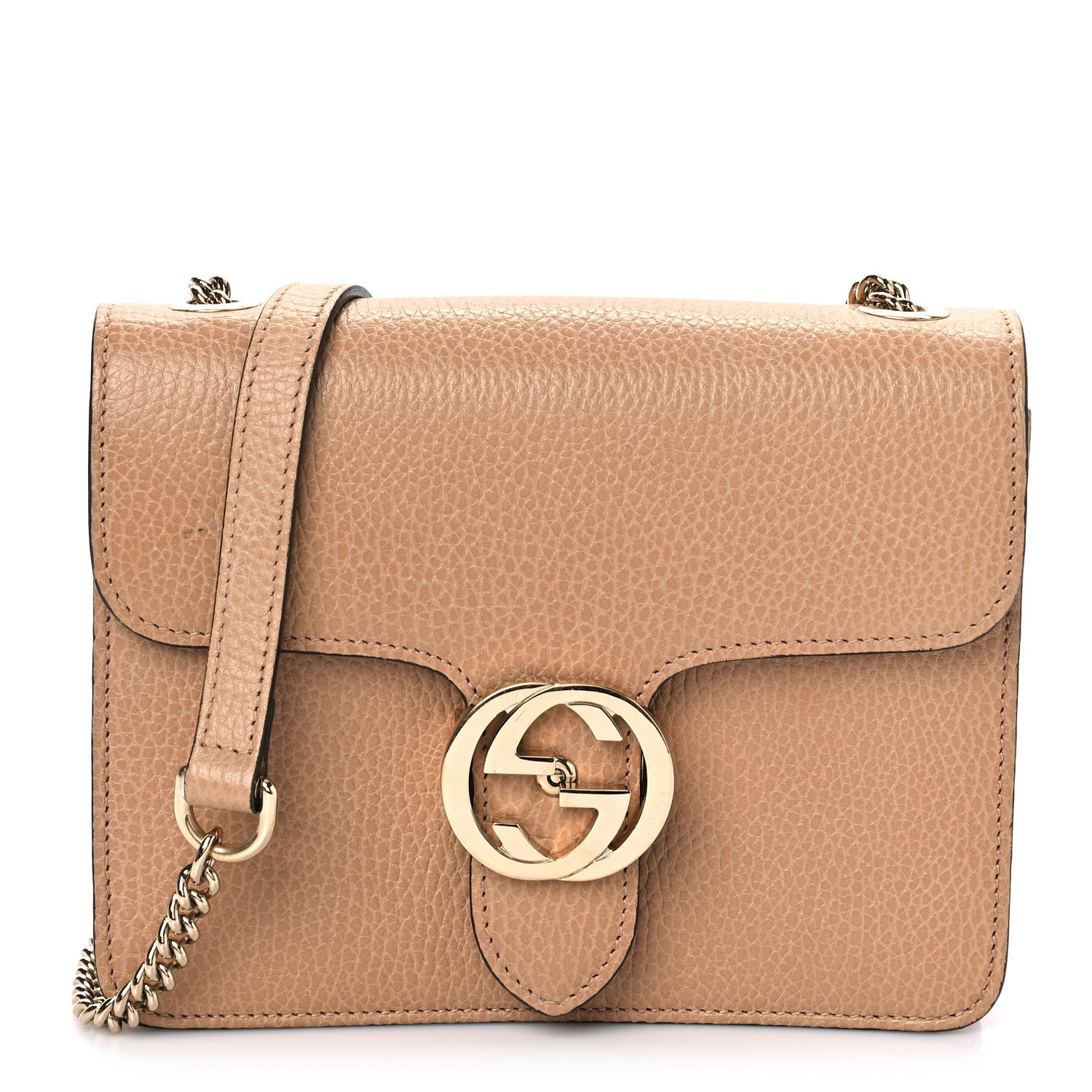 Gucci Dollar Calfskin Small Interlocking G Shoulder Bag Camelia 1 of 10