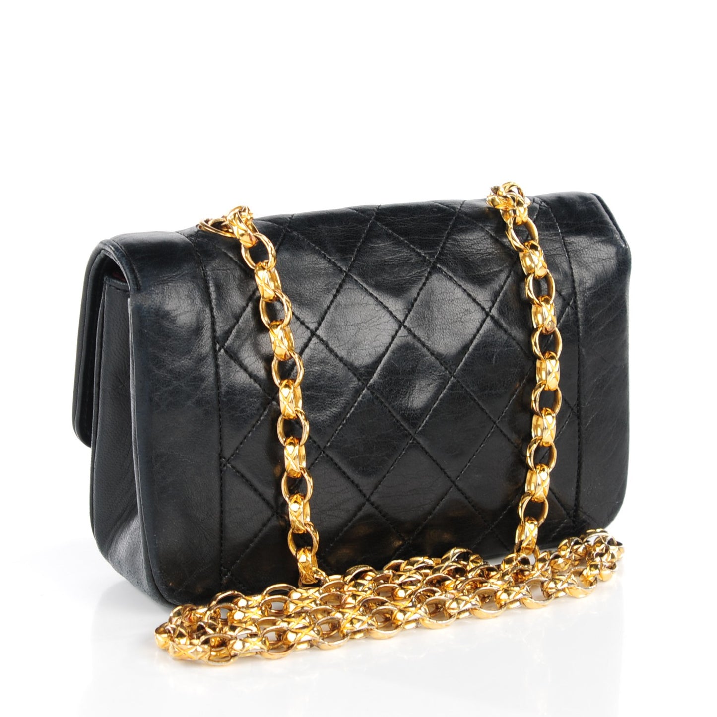 Lambskin Quilted Small Single Flap Black