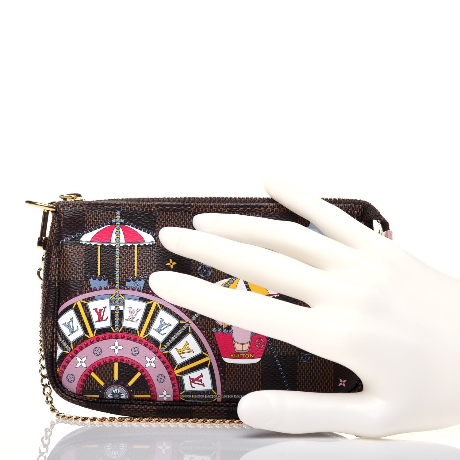 Louis Vuitton Damier Ebene 2020 Christmas Animation Big Wheel Mini Pochette Accessories Rose Ballerine 2 of 11