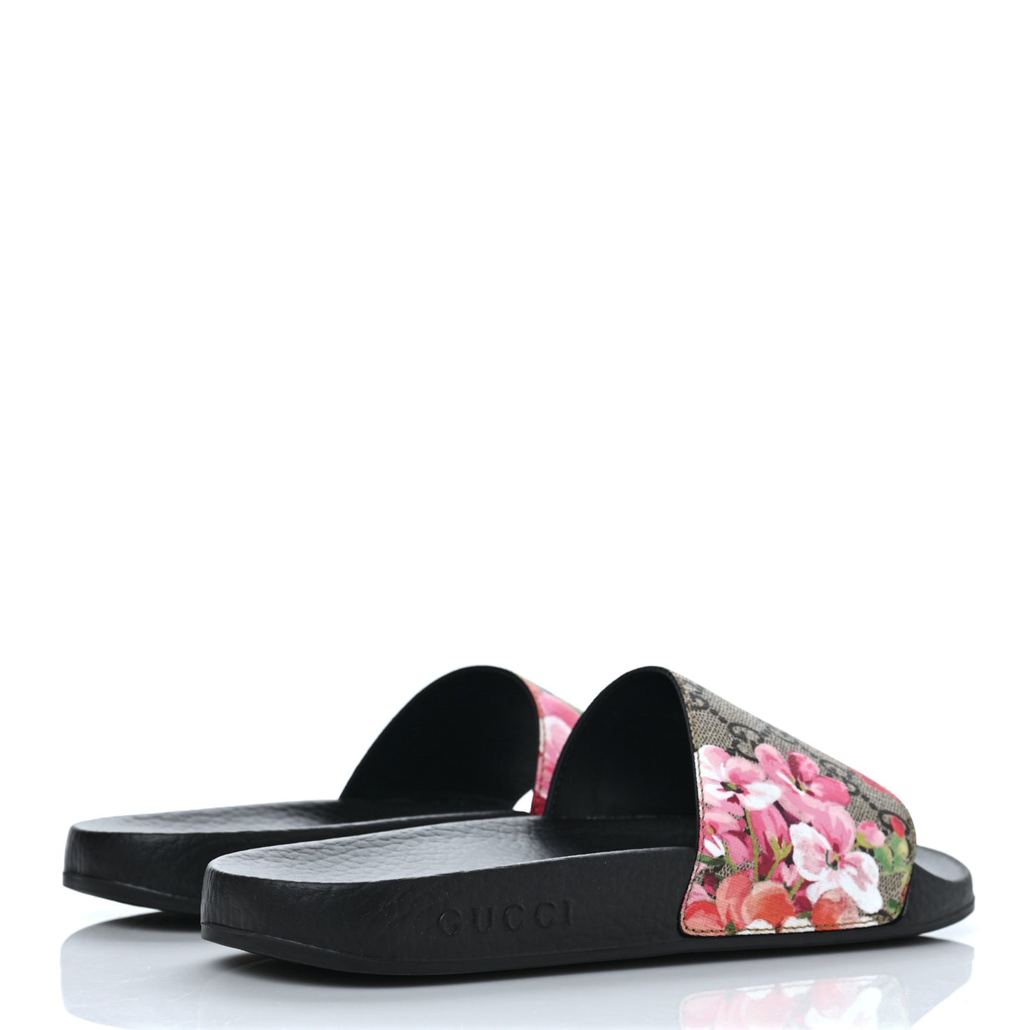 GG Supreme Monogram Blooms Slide Sandals 38 Beige Multicolor
