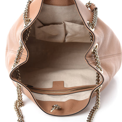 Gucci Pebbled Calfskin Medium Soho Chain Shoulder Bag Rose Beige 5 of 12