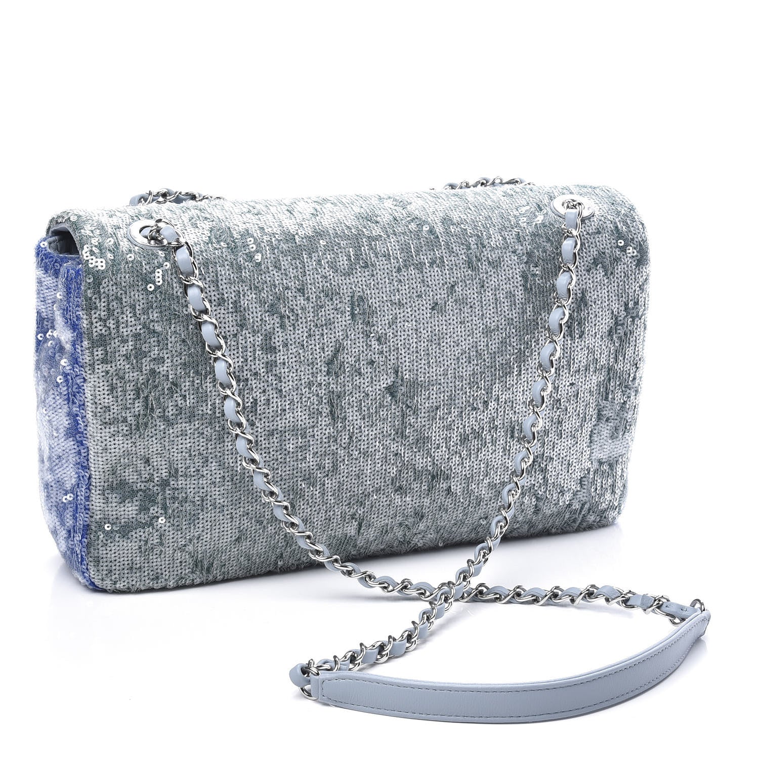 Chanel Sequin Large Waterfall Flap Light Blue 2 of 10