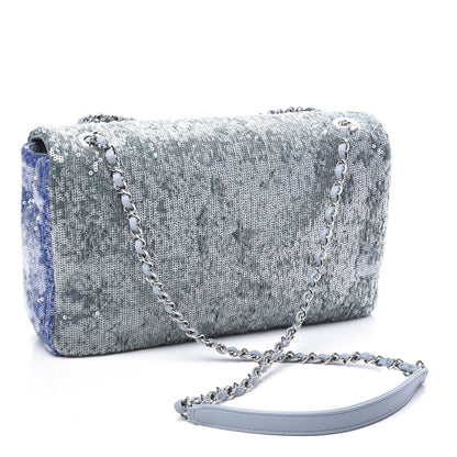 Chanel Sequin Large Waterfall Flap Light Blue 2 of 10