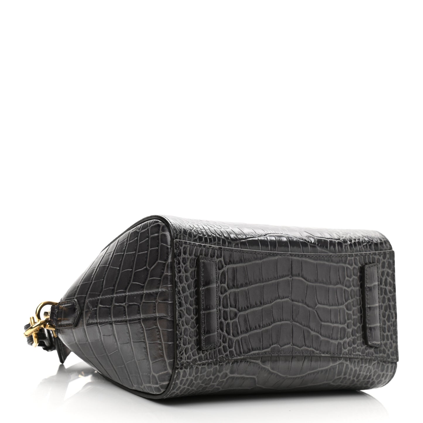 Calfskin Crocodile Embossed Mini Antigona Storm Grey