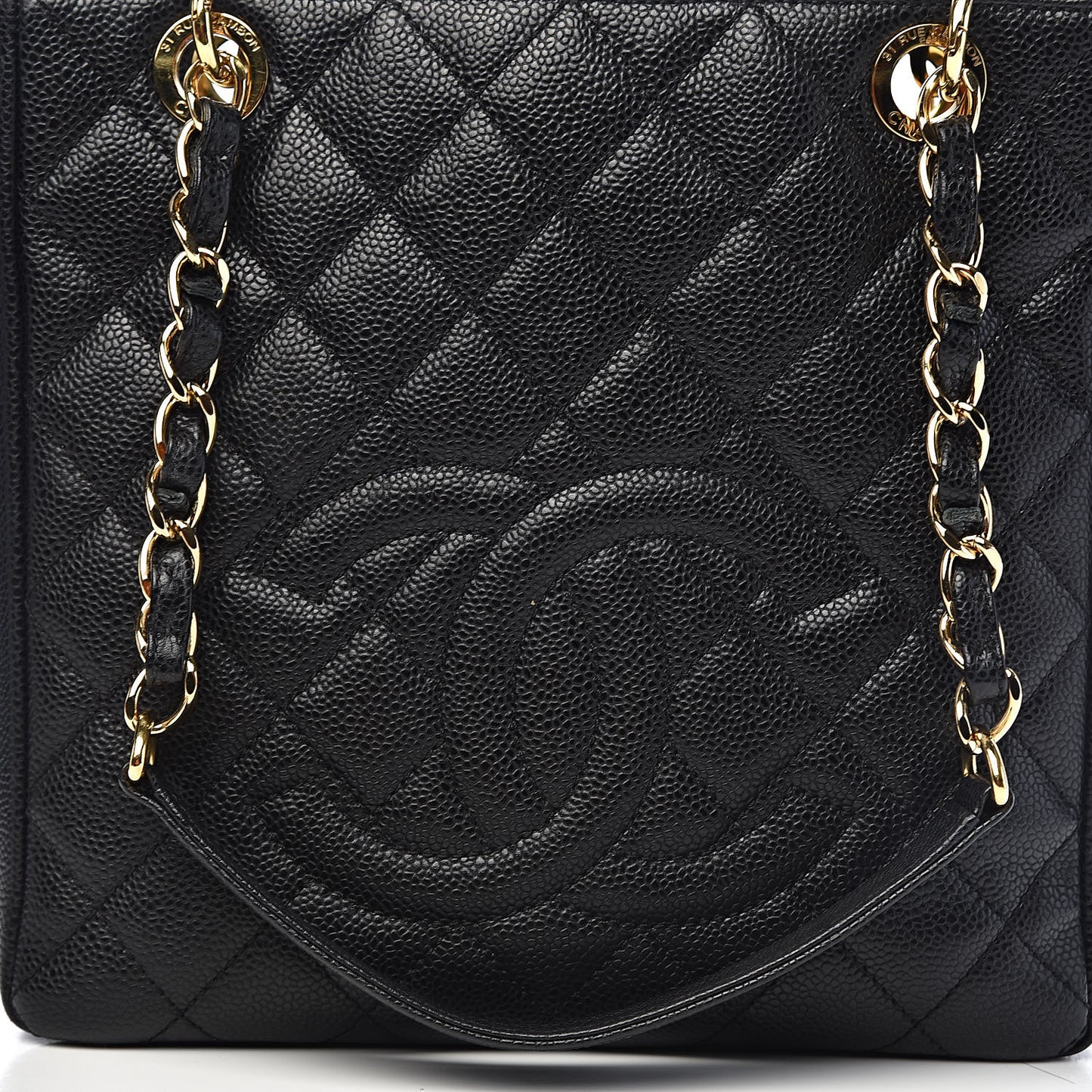 Caviar Quilted Petit Shopping Tote PST Black