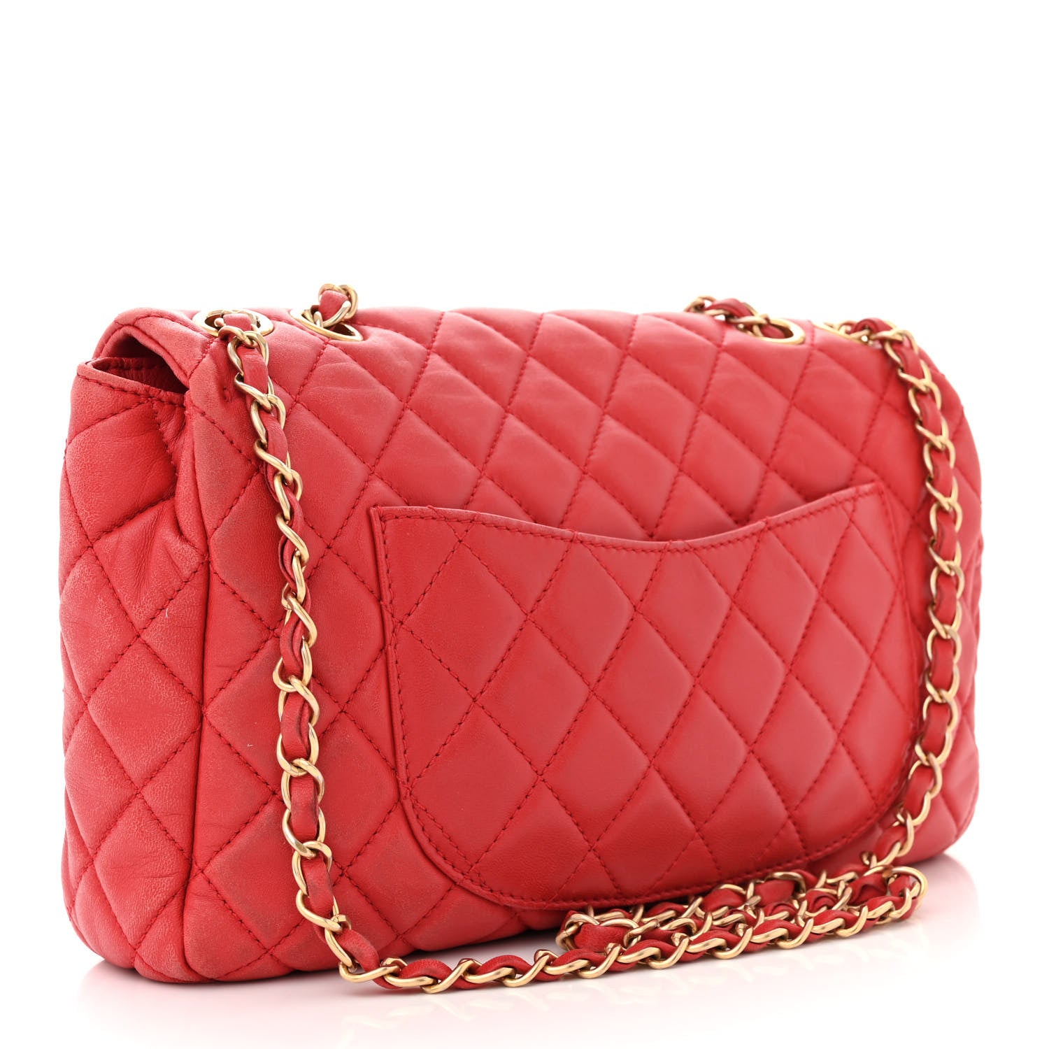 Chanel Lambskin Quilted Large Now and Forever Flap Red 3 of 14
