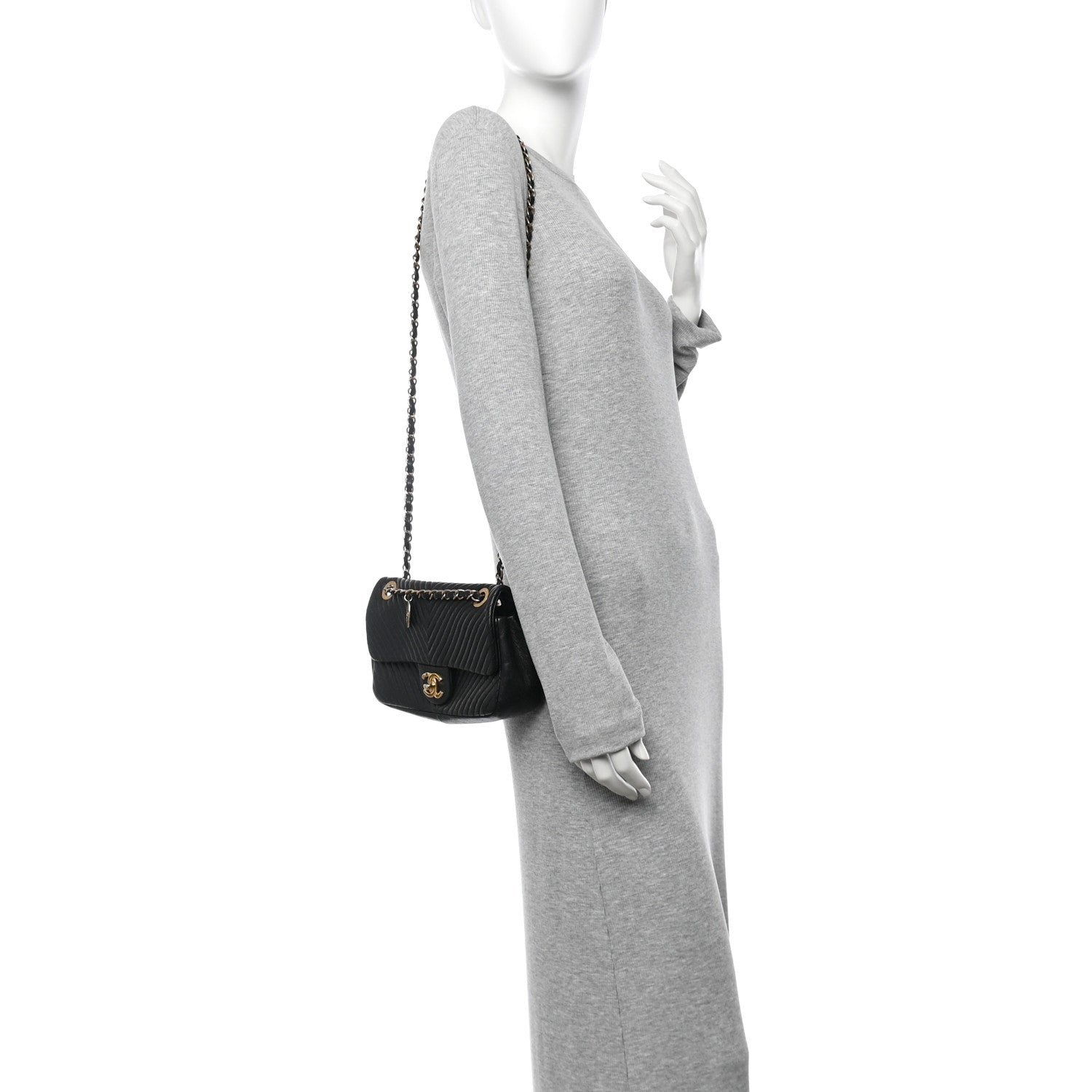 Chanel Calfskin Surpique Chevron Small Flap Black 2 of 10
