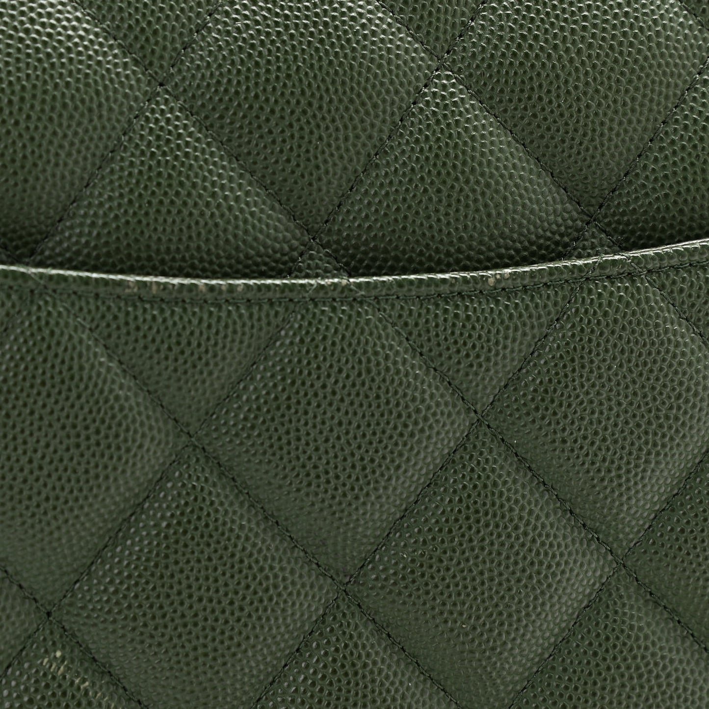 Caviar Quilted Jumbo Double Flap Dark Green