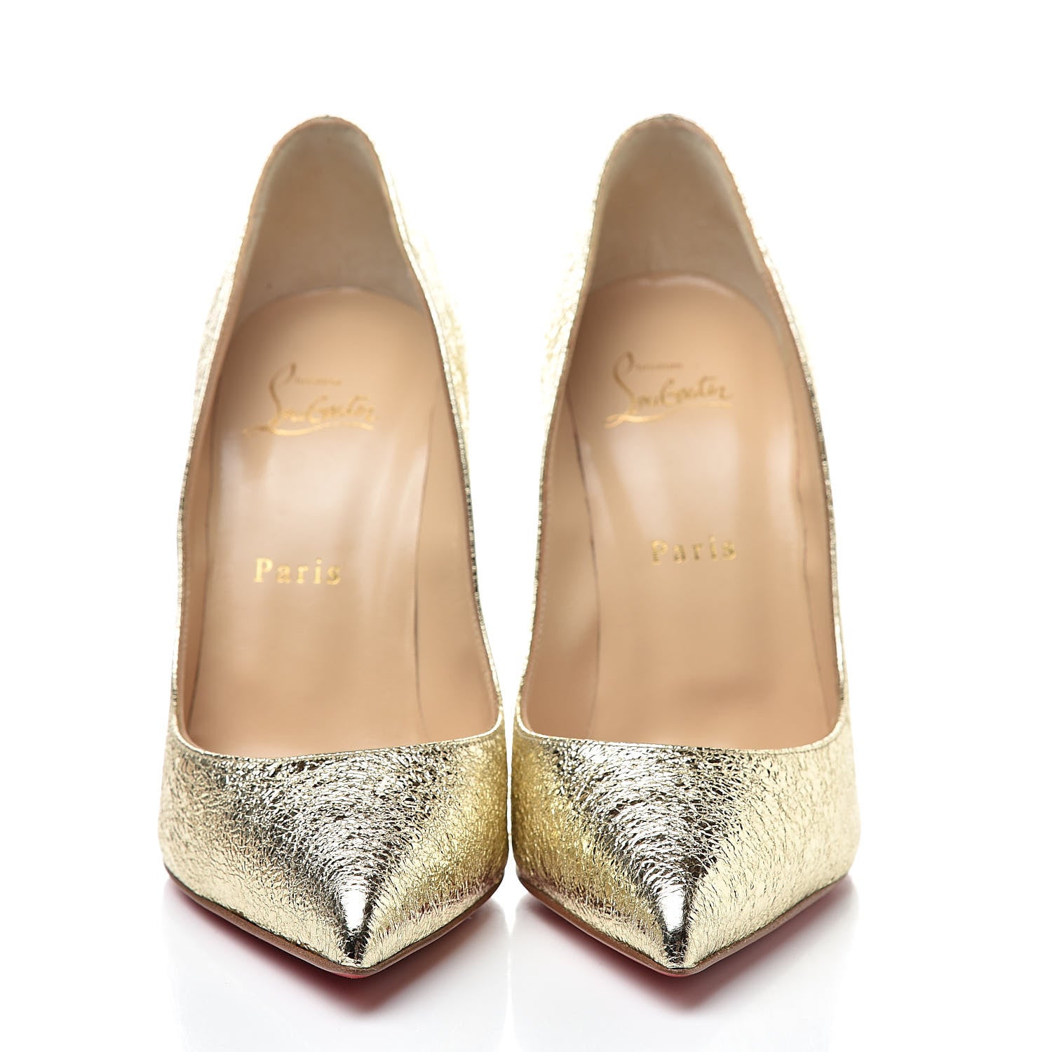 Christian Louboutin Metallic Crinkled Nappa Pigalle Follies 100 Pumps 38 Platine 2 of 10