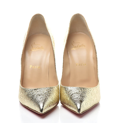 Christian Louboutin Metallic Crinkled Nappa Pigalle Follies 100 Pumps 38 Platine 2 of 10