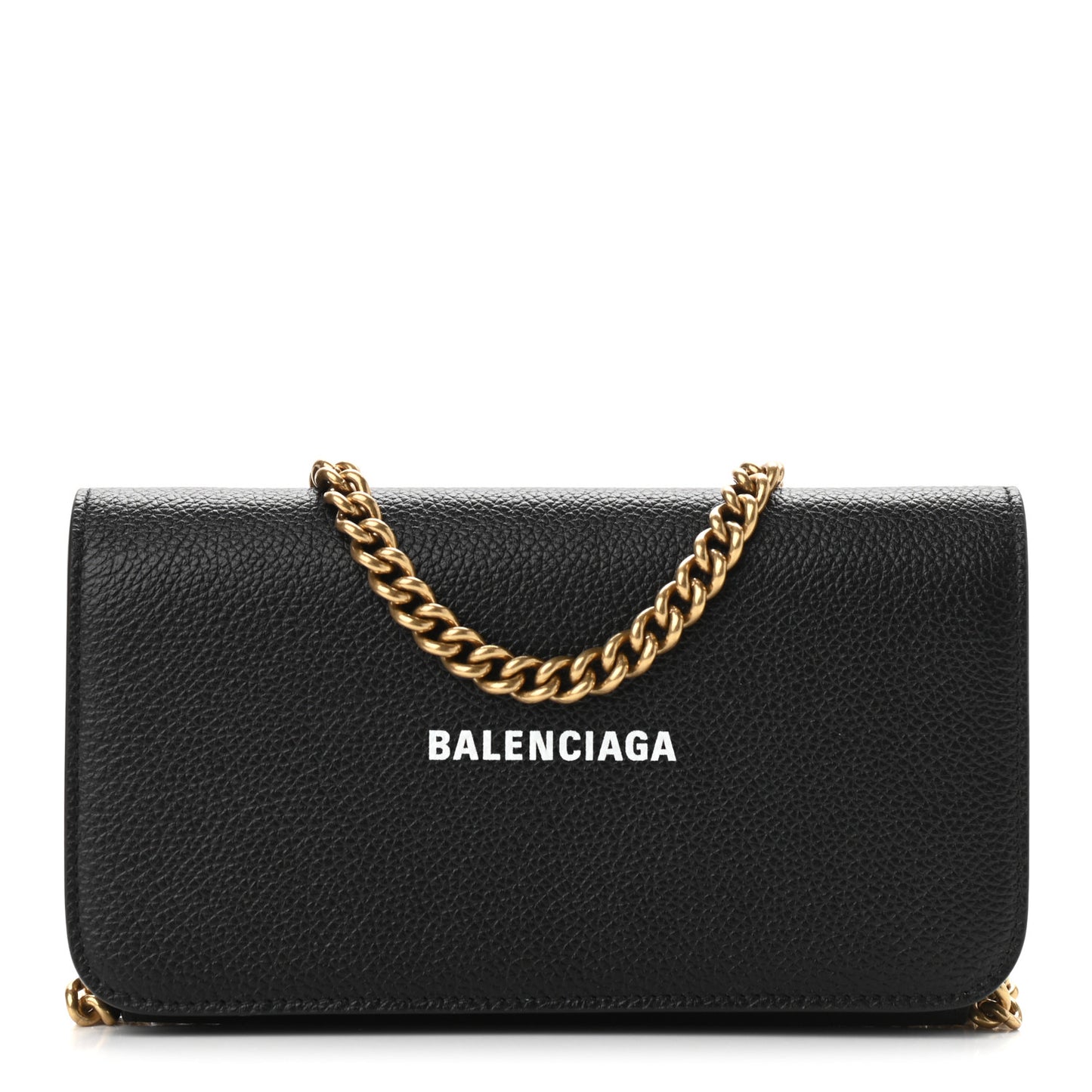 Grained Calfskin Logo Cash Phone Holder Wallet On Chain Black White