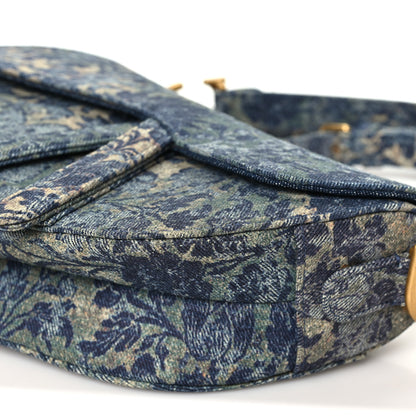 Christian Dior Denim Brocart Embroidered Saddle Bag Blue 10 of 11