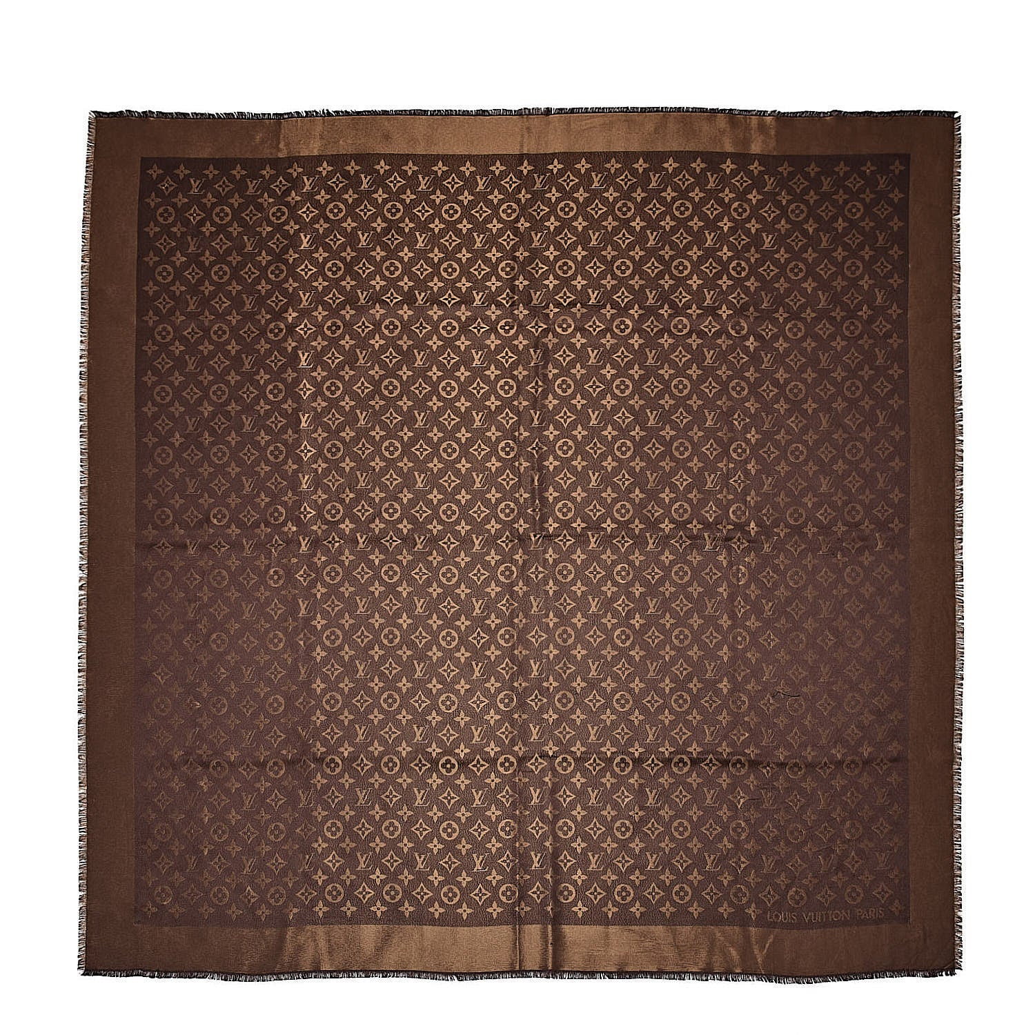 Louis Vuitton Silk Lurex Wool Monogram Shine Shawl Brown 1 of 4