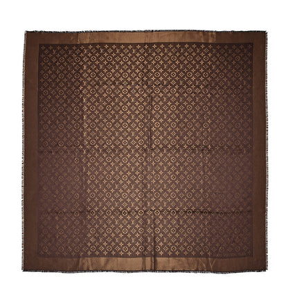 Louis Vuitton Silk Lurex Wool Monogram Shine Shawl Brown 1 of 4