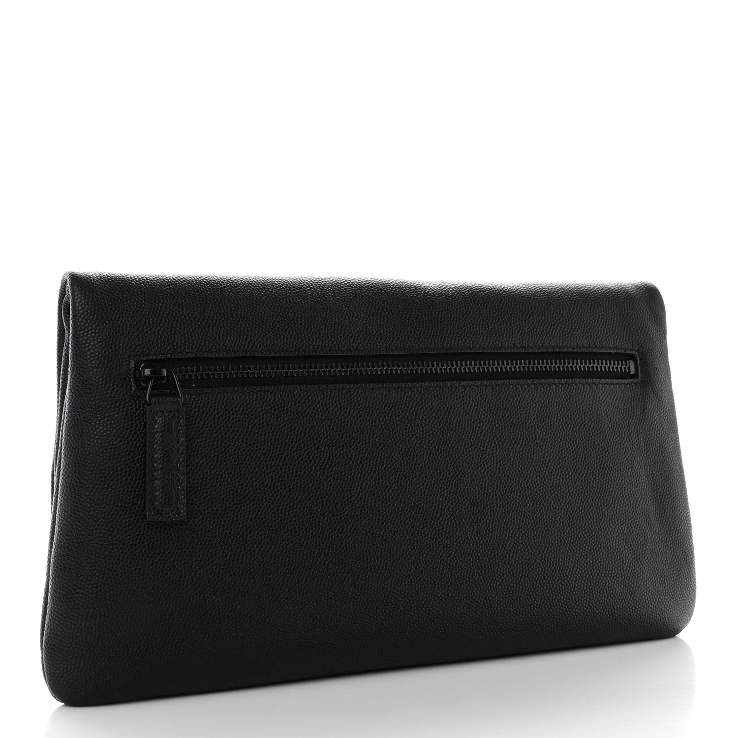 Saint Laurent Grain De Poudre West Hollywood Monogram Fold Over Clutch Black 3 of 14