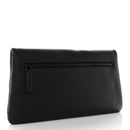 Saint Laurent Grain De Poudre West Hollywood Monogram Fold Over Clutch Black 3 of 14