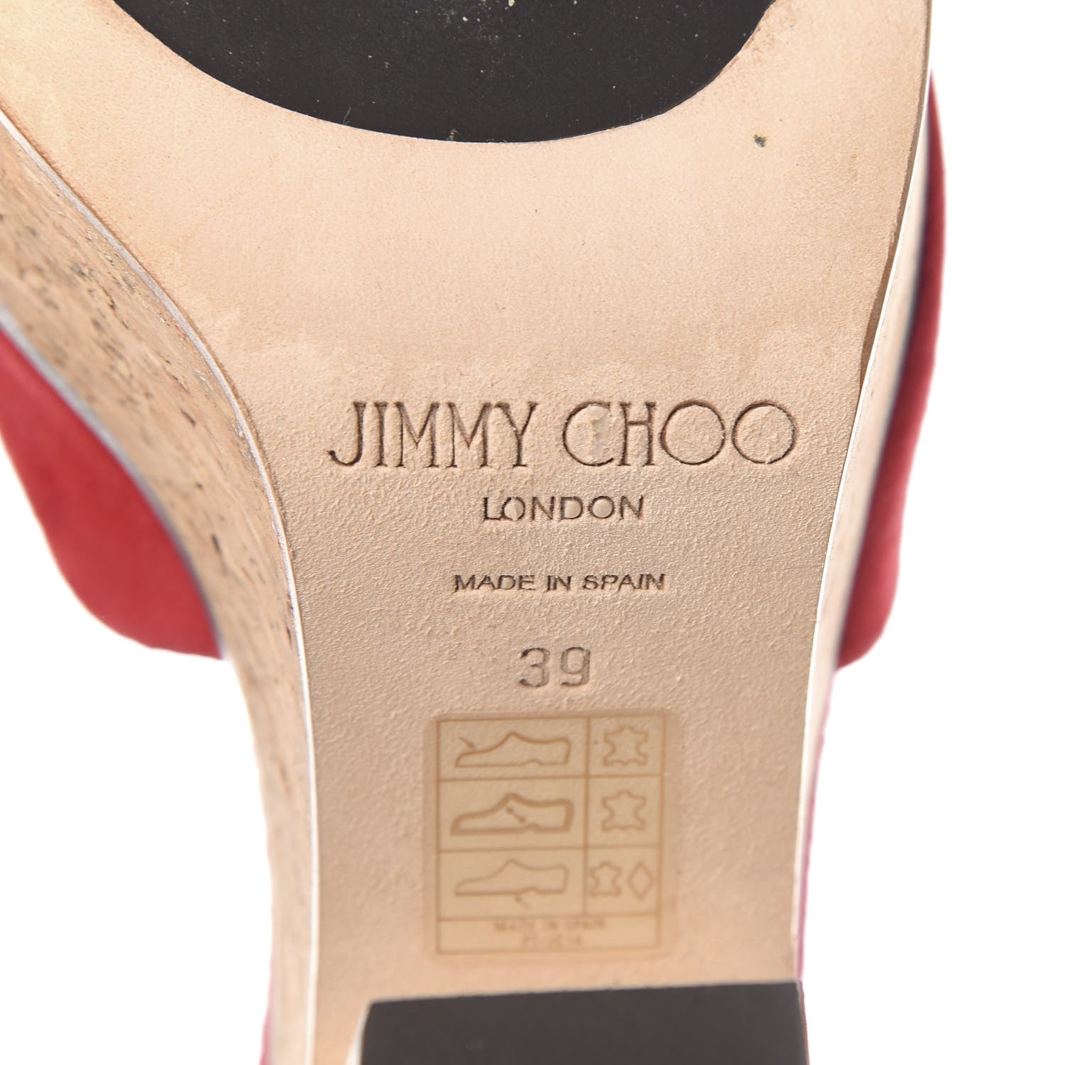 Jimmy Choo Suede Cork DeeDee Platform Sandals 39 Red 6 of 7