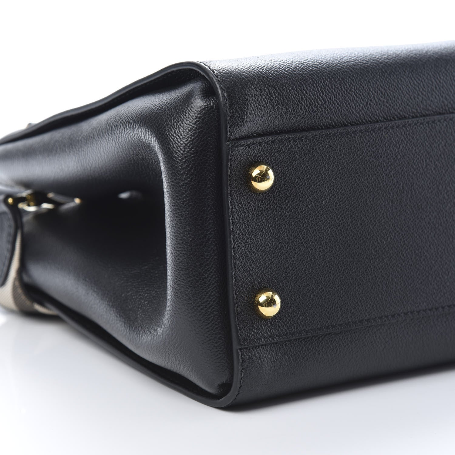 Burberry Soft Grain Calfskin Medium Buckle Tote Black 10 of 12