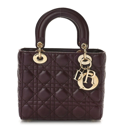 Christian Dior Lambskin Cannage Small Lucky Badges My Lady Dior Plum 1 of 10