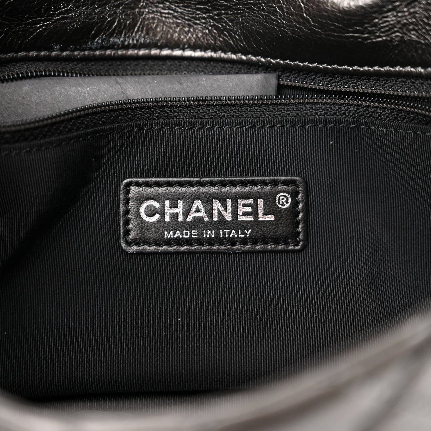 Metallic Aged Calfskin Quilted Small Chain Me Flap Black