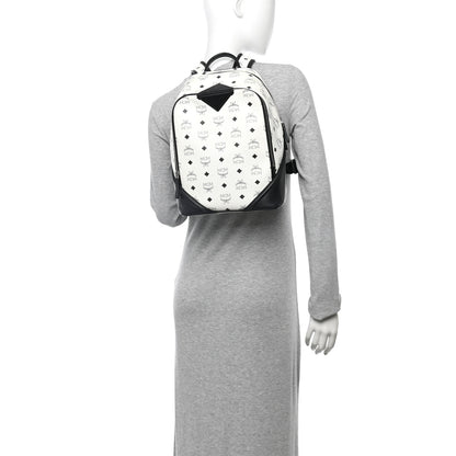 MCM Visetos Small Duke Backpack White Black 2 of 10