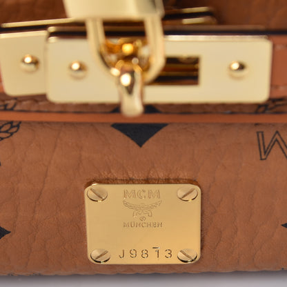 MCM Visetos X-Mini Heritage Top Handle Satchel Cognac 9 of 11