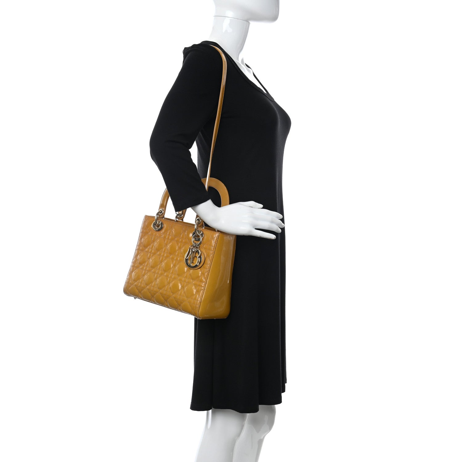 Christian Dior Patent Cannage Medium Lady Dior Beige 3 of 6