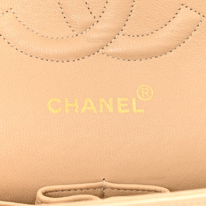 Chanel Lambskin Chevron Quilted Medium Double Flap Beige 6 of 11