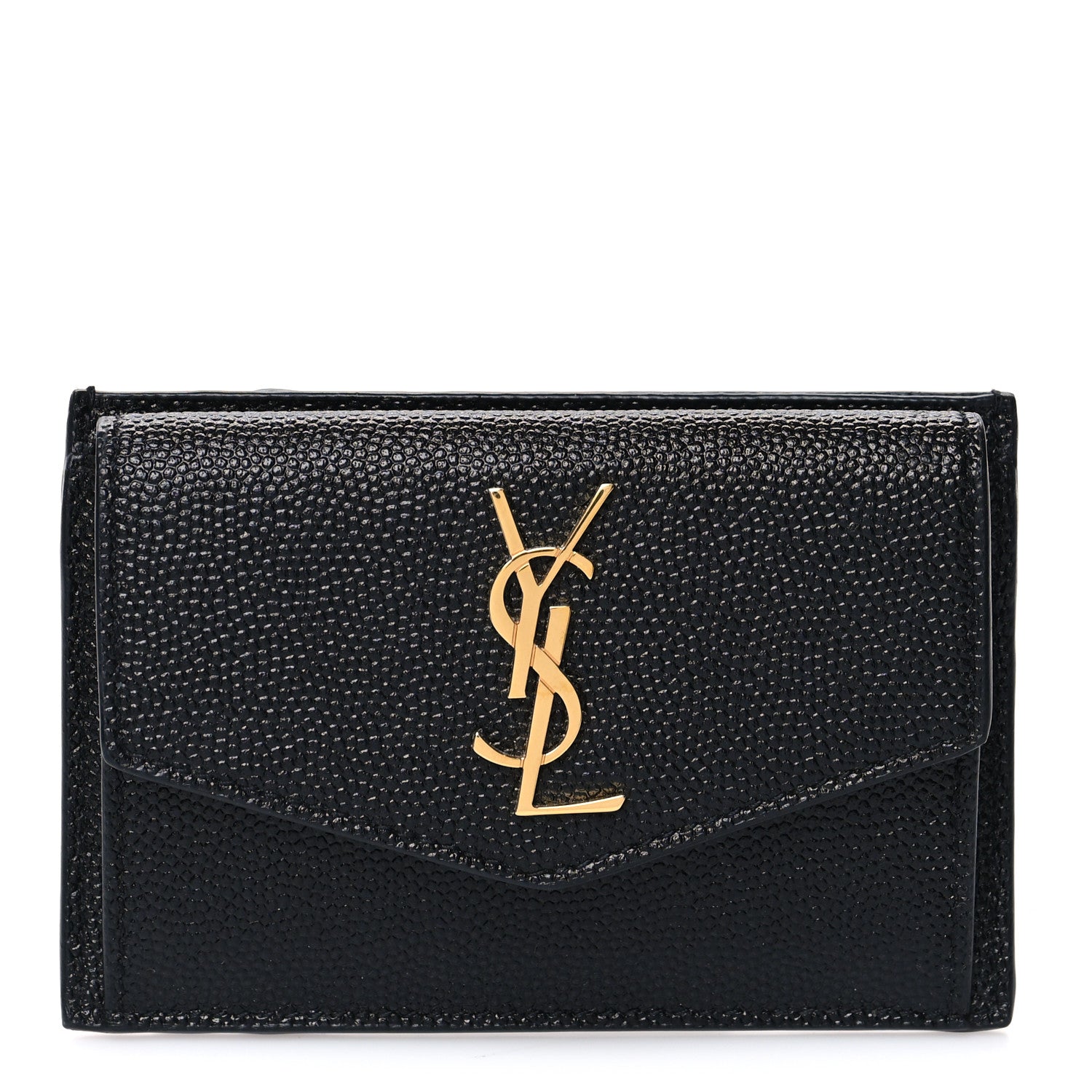 Saint Laurent Grain De Poudre Uptown Monogram Card Case Black 1 of 10