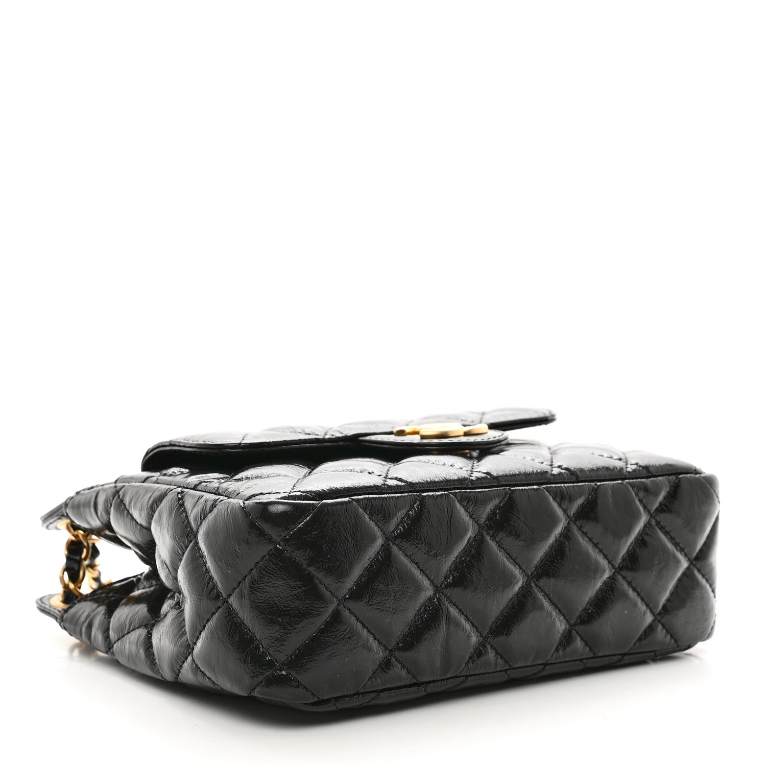 Chanel Shiny Crumpled Calfskin Quilted Small Wavy CC Hobo Black 4 of 11