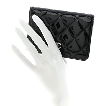 Chanel Patent Quilted Card Holder Wallet Black 2 of 12