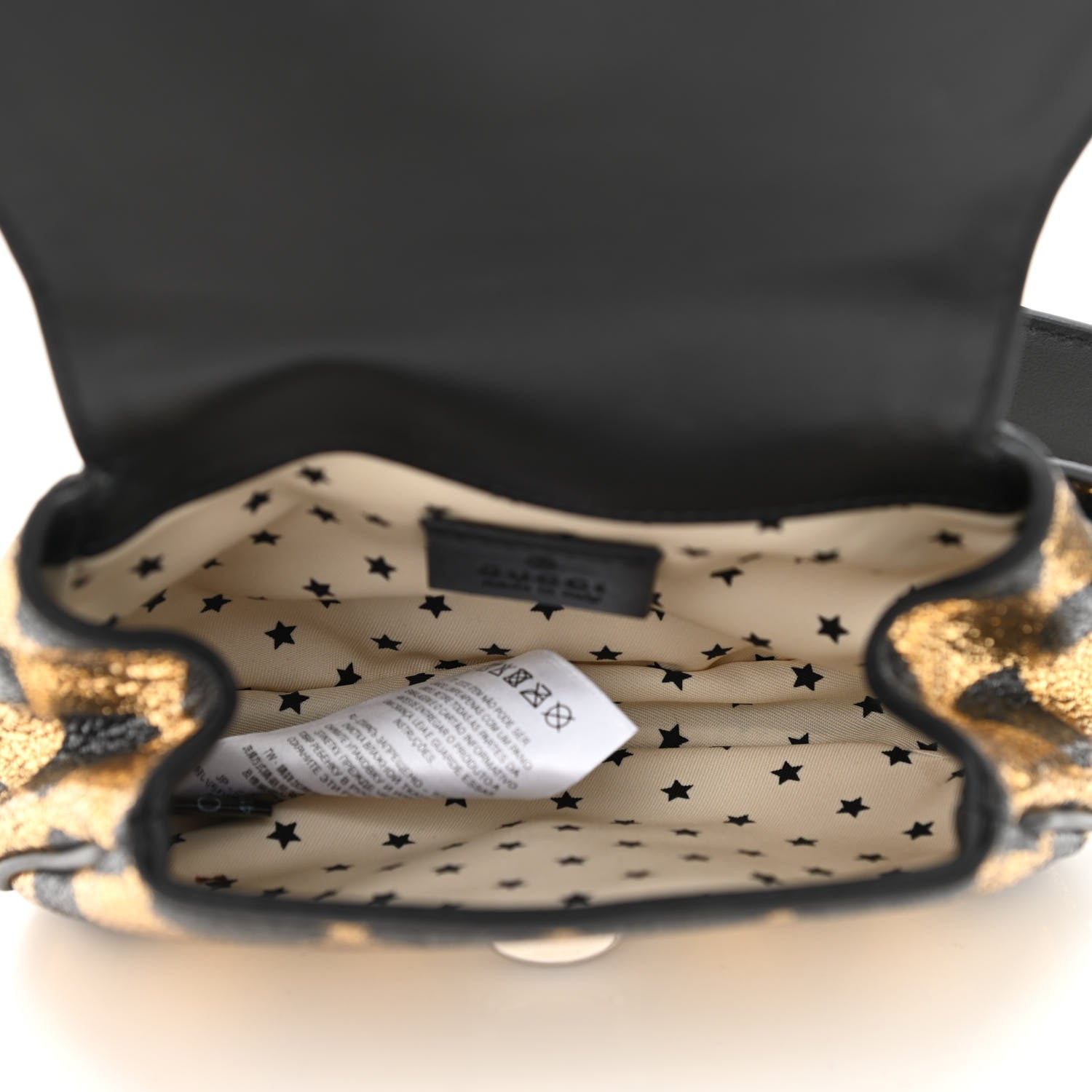 Gucci Metallic Cracked Calfskin Belt Bag Gold Black 5 of 9