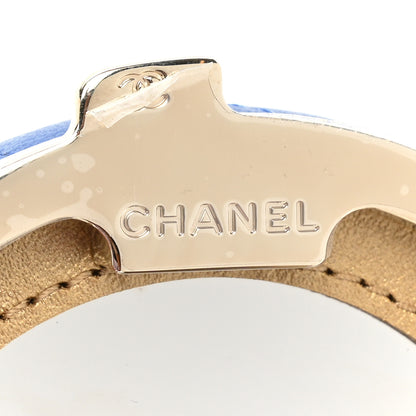 Chanel Lambskin Enamel Quilted Round Poker Chip Clutch With Chain Blue White 6 of 9