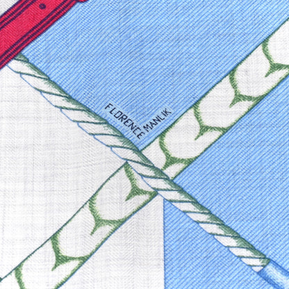 Hermes Cashmere Silk Parcours Sans Faute Shawl 140 Gris Chine Ciel 5 of 8