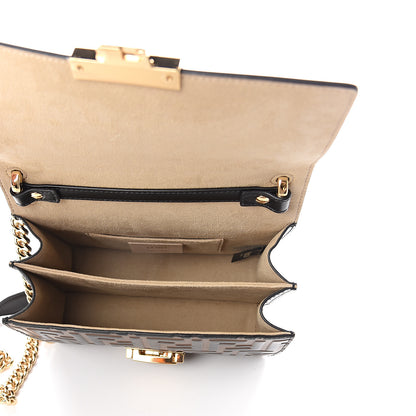 Fendi Vitello Liberty Bi-Color FF 1974 Embossed Small Kan U Shoulder Bag Maya Black 4 of 8