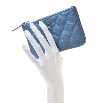 Chanel Caviar Quilted Small Cosmetic Case Blue 2 of 8