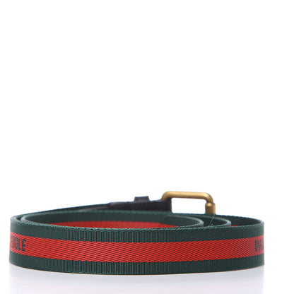 Gucci Canvas Web L'Aveugle Par Amour Belt 105 42 Red Green 3 of 6