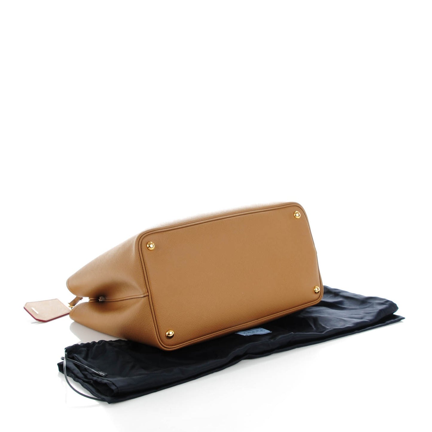 Saffiano Cuir Medium Double Bag Caramel