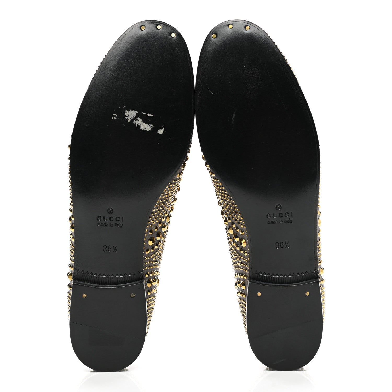 Gucci Satin Studded Slip On Loafers 36.5 Silver 5 of 10