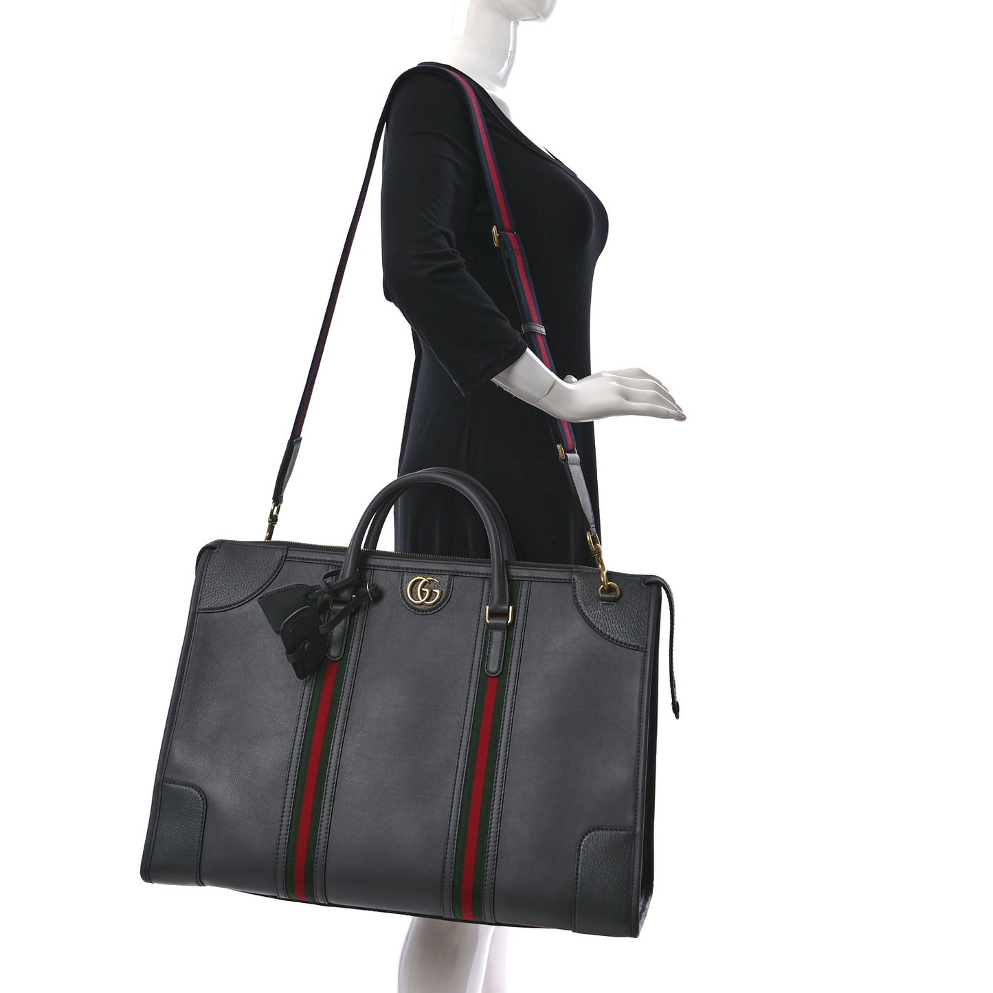 Koi Calfskin Web XL Bauletto Duffle Top Handle Bag Grey