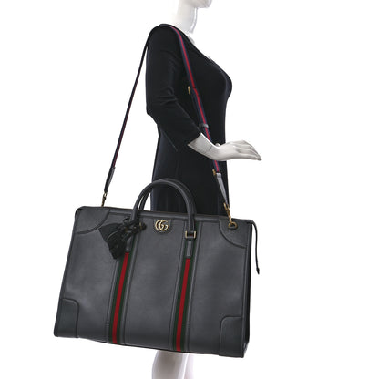 Gucci Koi Calfskin Web XL Bauletto Duffle Top Handle Bag Grey 2 of 10