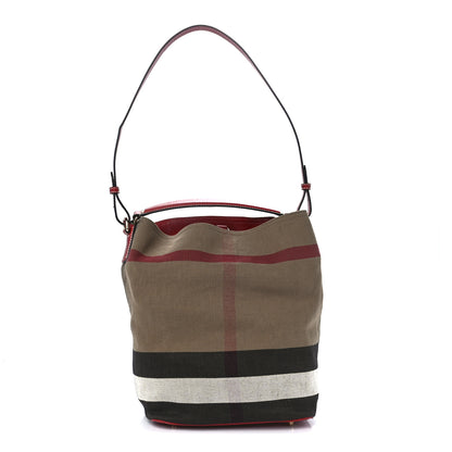 Burberry Canvas Mega Check Medium Ashby Hobo Cadmium Red 1 of 12