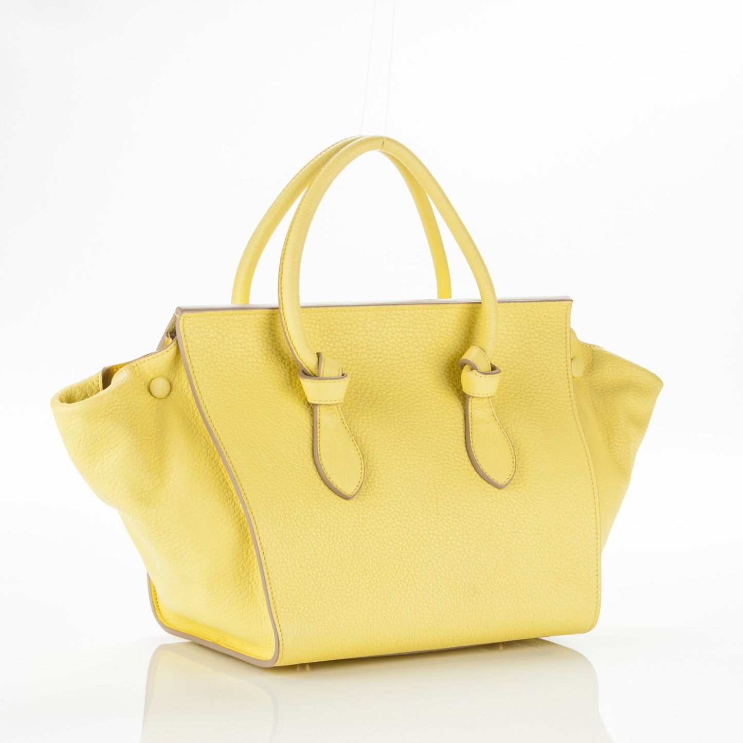 Crisped Calfskin Mini Tie Knot Tote Fluo Yellow