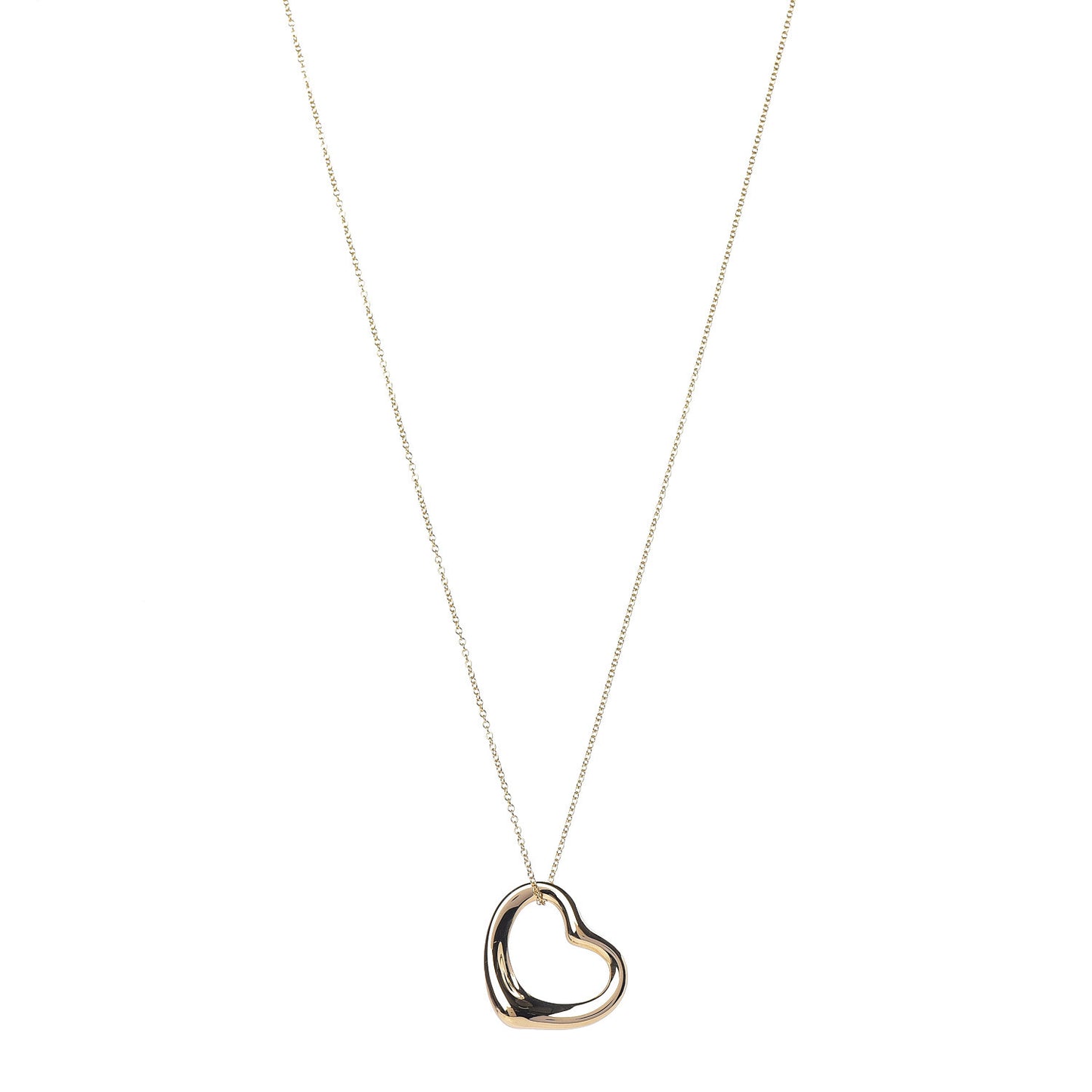 18K Yellow Gold 22mm Elsa Peretti Open Heart Pendant Necklace