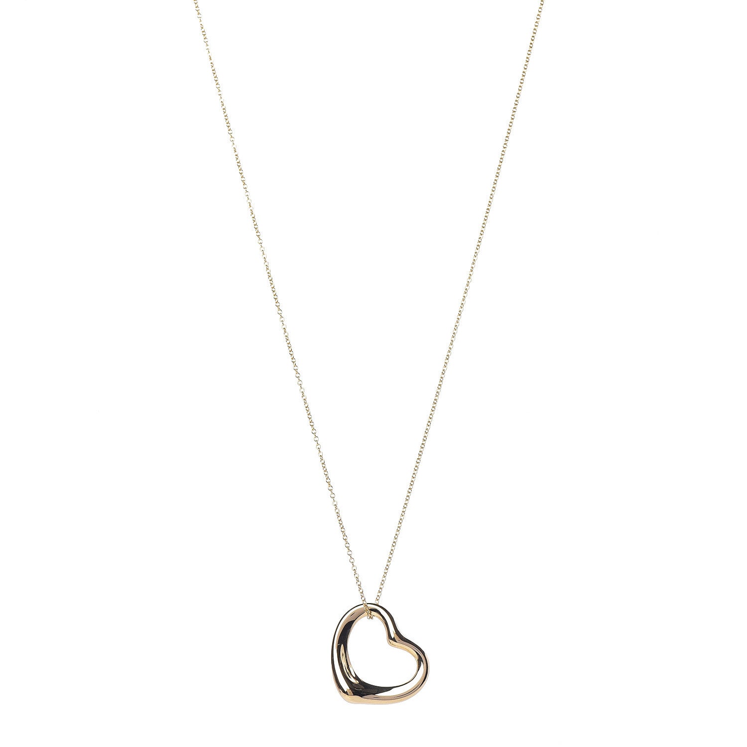 Tiffany 18K Yellow Gold 22mm Elsa Peretti Open Heart Pendant Necklace 1 of 7